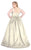 Mac Duggal Fabulouss - 66817F Jeweled Scoop Metallic Brocade Ballgown in Gold