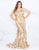 Mac Duggal Fabulouss - 66828F Bedazzled Trumpet Dress With Train In Gold
