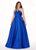 Rachel Allan Curves - 6682 Crystal Beaded Halter A-line Dress In Blue