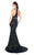 Mac Duggal Flash - 66835L Bedazzled Halter Trumpet Dress With Train in Green and Black