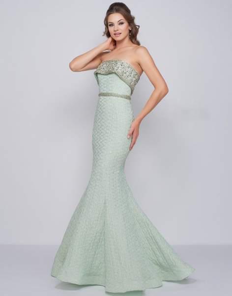 Mac Duggal Prom - 66841M Beaded Strapless Mermaid Evening Gown In Green