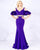 Cassandra Stone - 66857A Ruffle Accented Wide V-neck Mermaid Dress In Purple