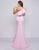 Cassandra Stone - 66867A Ruffled Asymmetrical Sheath Gown In Pink