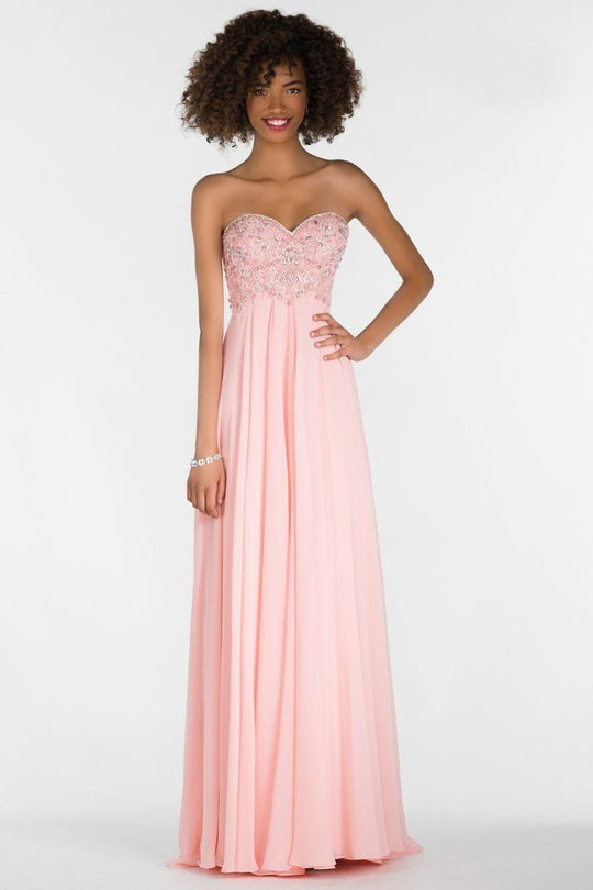 Alyce Paris 6686 Prom Collection Strapless Chiffon Dress In Pink