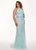 Rachel Allan Curves - 6687 Sequined Halter Trumpet Dress In Green