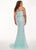Rachel Allan Curves - 6687 Sequined Halter Trumpet Dress In Green