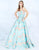 Mac Duggal Prom - 66885M Jewel-Speckled Floral Print Ballgown In Blue and Multi-Color