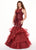 Rachel Allan Curves - 6688 Sequined Halter Organza Mermaid Dress In Red