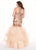 Rachel Allan Curves - 6688 Sequined Halter Organza Mermaid Dress In Neutral