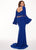 Rachel Allan Curves - 6689 Two Piece Beaded Long Sleeve Jersey Dress In Blue