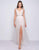 Mac Duggal Flash - 66910L Beaded Deep V-neck A-line Dress With Train In White and Nude