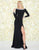 Mac Duggal Black White Red - 66916R Bejeweled Bateau Jersey Dress In Black