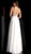Jovani - 66925 Beaded Plunging V-neck Chiffon A-line Dress in White