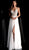 Jovani - 66925 Beaded Plunging V-neck Chiffon A-line Dress in White