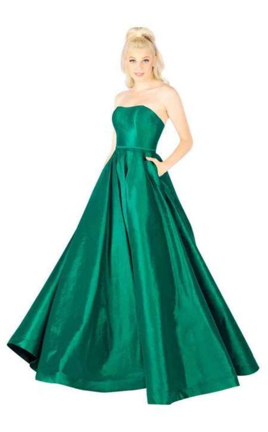 Mac Duggal Flash - 66929L Strapless Vibrant Taffeta Ballgown in Green