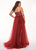 Rachel Allan Curves - 6692 Lace Romper With Tulle Skirt Overlay In Red