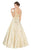 Mac Duggal Couture - 66932D Beaded Illusion Long Sleeves Ballgown In Gold