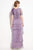 Adrianna Papell - 81865470 Sheer Short Sleeve Tiered Chiffon Gown in Purple