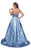 Mac Duggal Ballgowns - 66947H Sweetheart Floral Brocade Ballgown in Blue