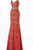 Jovani - 66967 Embellished Plunging Sweetheart Trumpet Dress in Red