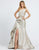 Mac Duggal Evening - 66975D Asymmetric Fitted Long Trumpet Gown In Gold and Silver