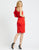 Ieena Duggal - 66998I Knee Length Ruffled Sleeve Asymmetrical Dress In Red
