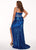Rachel Allan Curves - 6699 Sequined Halter Trumpet Dress With Train In Blue