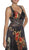 Eureka Fashion - 2117 V-neck Print Charmeuse A-line Dress In Black and Floral