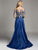 Lara Dresses - Embellished Long Sleeve Bateau Neck Long A-line Gown 33209 In Blue
