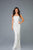 Scala - 48950 Embellished Straight Across Neck Sheath Dress In White and Silver