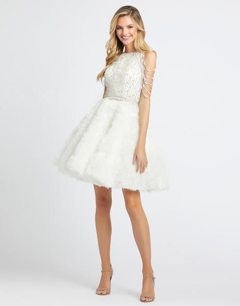 Mac Duggal Evening - 67006D Crystal Beaded Bodice Cocktail Dress In White