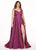 Rachel Allan Curves - 6700 V-neck Glitter Woven A-line Dress With Slit In Pink