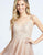 Mac Duggal Evening - 67025D Glittered V-Neck Cocktail Dress In Pink and Gold
