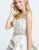 Mac Duggal Evening - 67029D Porcelain Beaded Strap Cocktail Dress In Silver And Gold