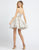 Mac Duggal Evening - 67029D Porcelain Beaded Strap Cocktail Dress In Silver And Gold
