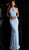 Jovani - 67101 Beaded Halter Jersey Trumpet Dress In Blue