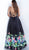 Jovani - 67124 Floral Print V-Neck A-Line Evening Gown In Black