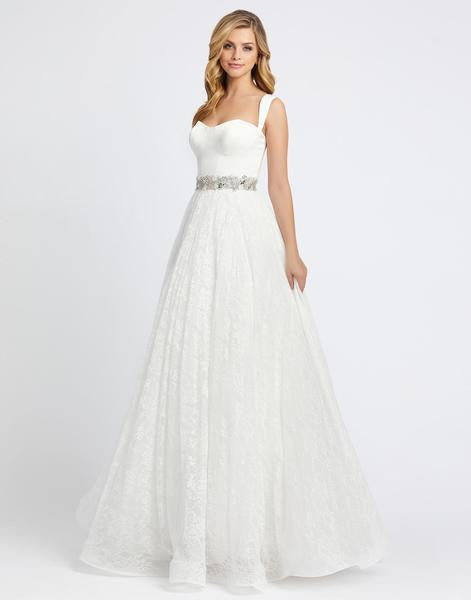Mac Duggal Evening - 67150D Sweetheart Embroidered Skirt A-line Gown In White