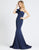 Ieena Duggal - 67156I Ruffled Cap Sleeve Long Mermaid Gown In Blue