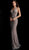 Jovani - 67241 Sleeveless Beaded Halter V-neck Trumpet Dress in Gray