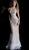 Jovani - 67279 Crystal Beaded Strapless Feathered Sheath Gown In White and Nude