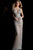 Jovani - Crystal Embellished V-Neck Sheath Gown 67280 In Silver and Neutral