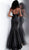 Jovani - 67306 Asymmetrical Ruched Fitted Mermaid Gown In Black