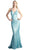 Cinderella Divine - Sleeveless Shimmer Plunging V-neck Sheath Dress