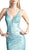 Cinderella Divine - Sleeveless Shimmer Plunging V-neck Sheath Dress