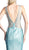 Sleeveless Shimmer Plunging V-neck Sheath Dress