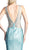 Cinderella Divine - Sleeveless Shimmer Plunging V-neck Sheath Dress