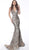 Jovani - Beaded Plunging Sweetheart Long Gown 67347 In Gold and Silver