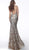 Jovani - Beaded Plunging Sweetheart Long Gown 67347 - 1 pc Gold/Silver in Size 12 Available