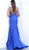 Jovani - 67350 Plunging Illusion Sleeveless Mermaid Prom Dress in Blue